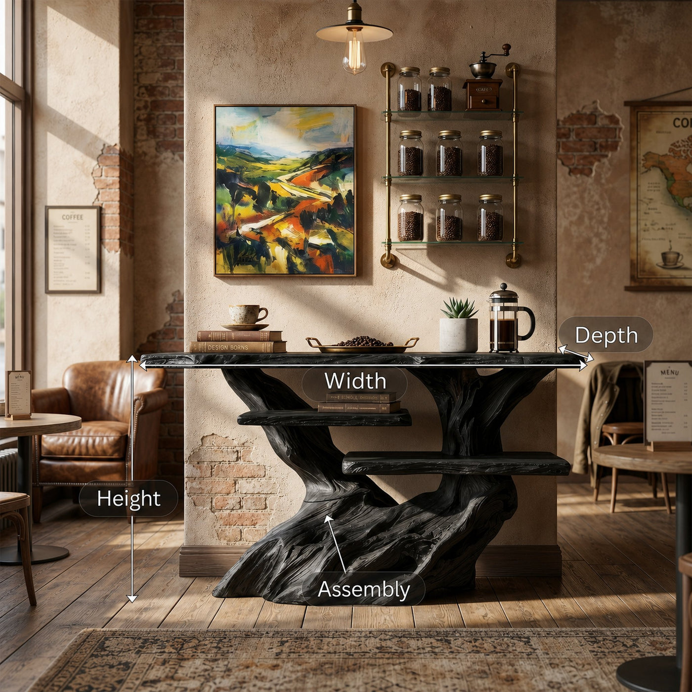 Modern Charred Wood Display Shelf For Hallway Furniture - product view 8