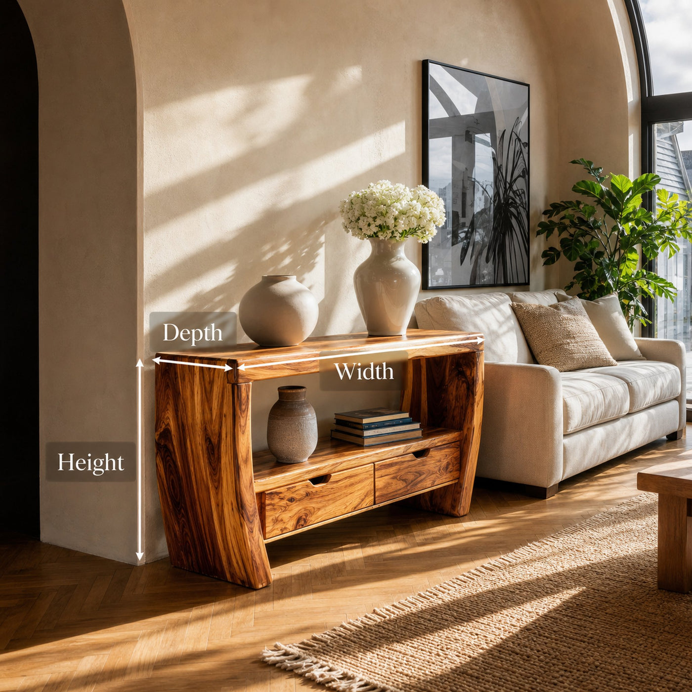Modern Console Table Curved For Living Room Decor - product view 6