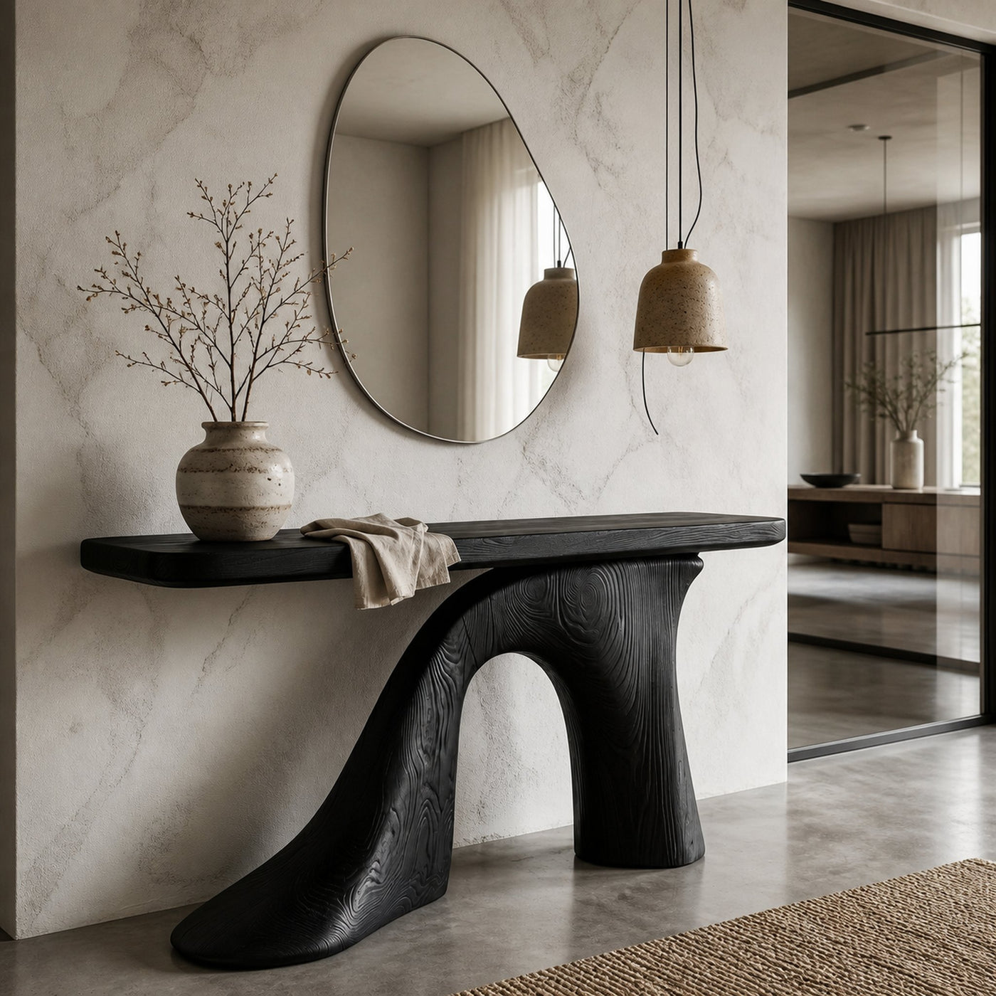 Modern Console Table Entryway Table With Sculptural Base For Living Room