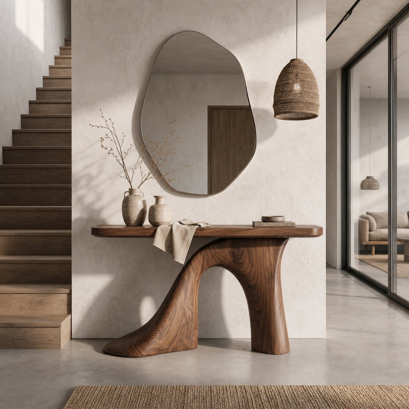 Modern Console Table Entryway Table With Sculptural Base For Living Room - product view 7