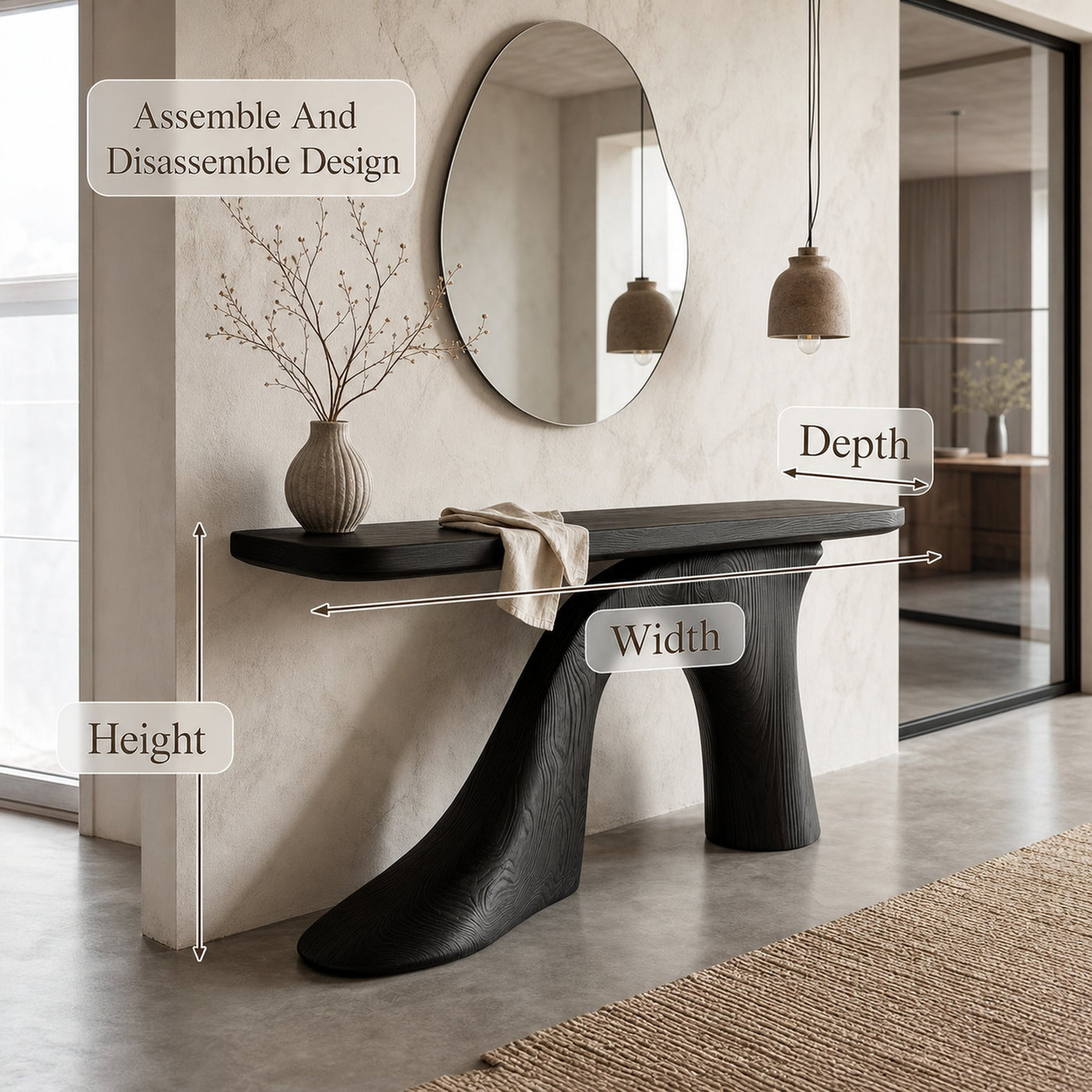 Modern Console Table Entryway Table With Sculptural Base For Living Room - product view 8