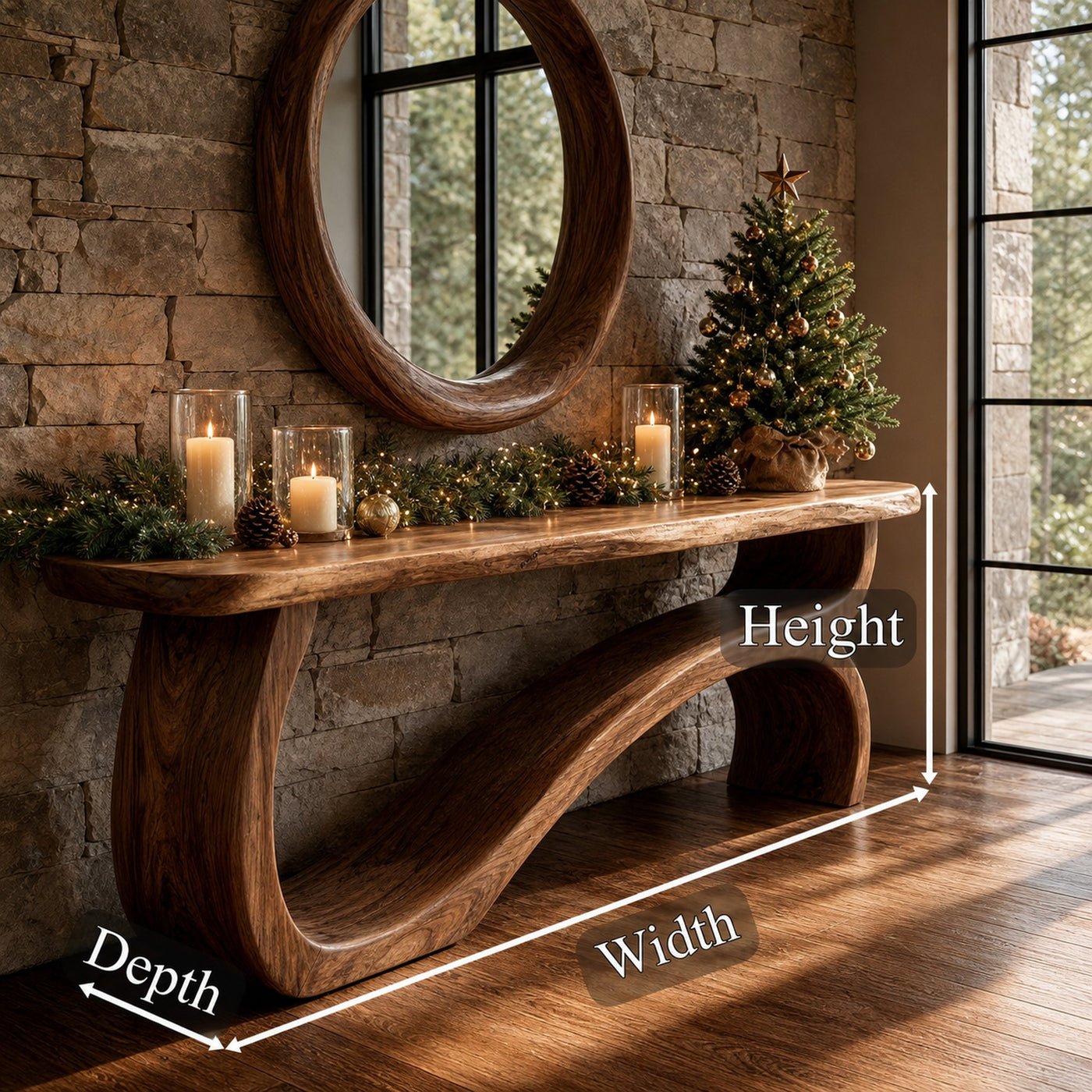 Modern Console Table Table With Sculptural Open Wood Base For Living Room - product view 8