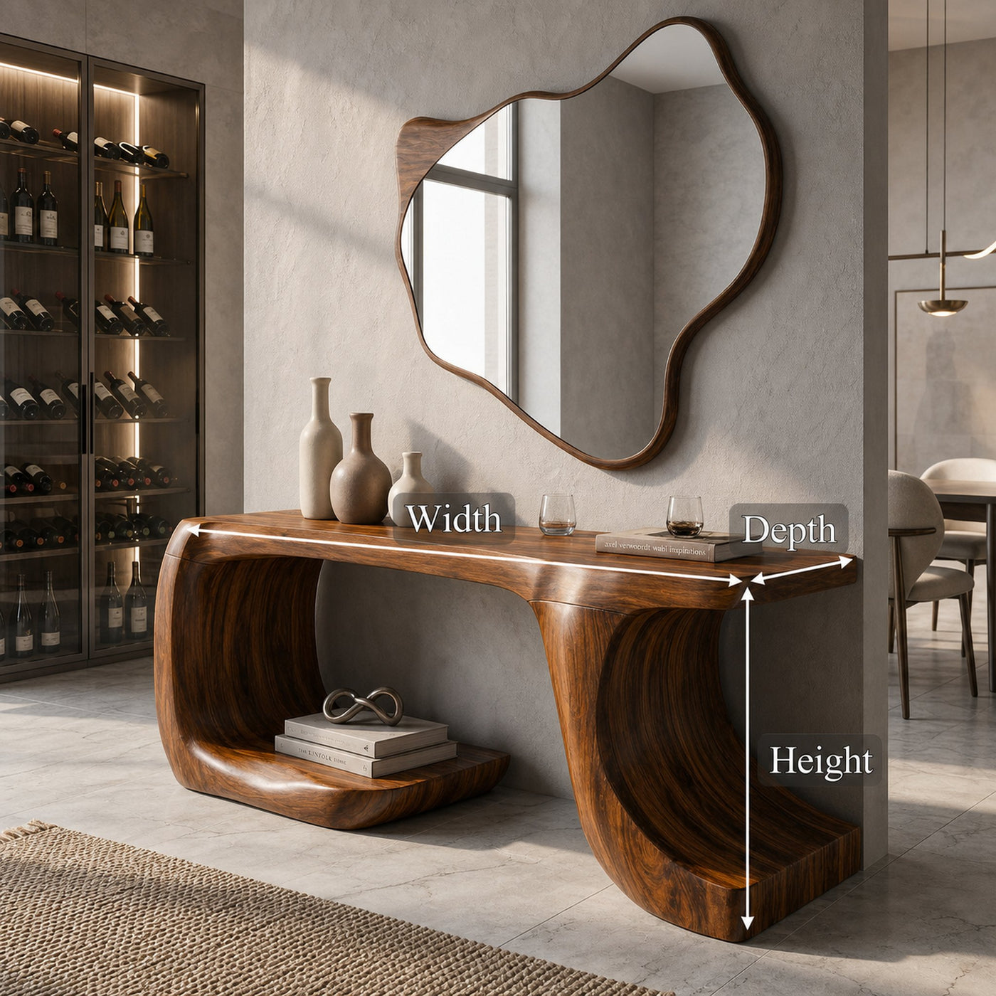 Modern Console Table With Organic Geometric Form For Hallway - product view 8