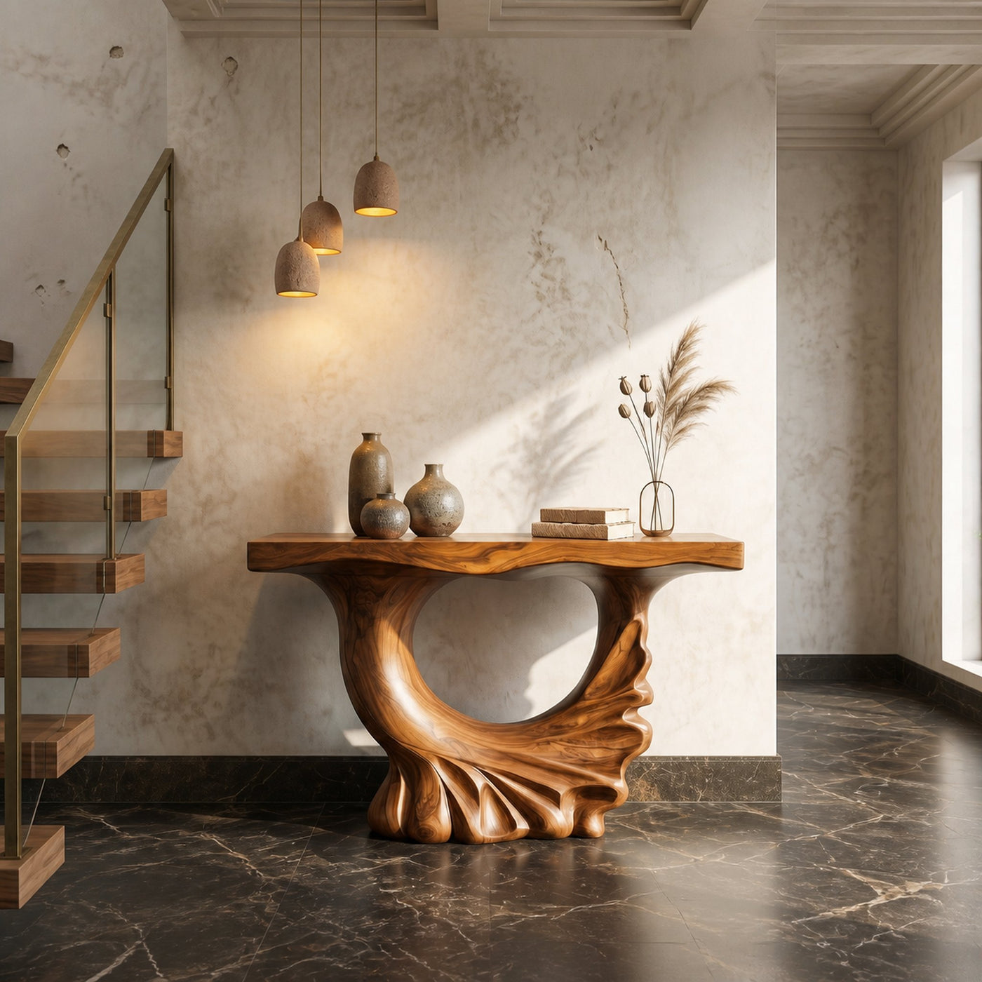 Modern Console Table With Ring Form Pedestal Base For Living Room - product view 6