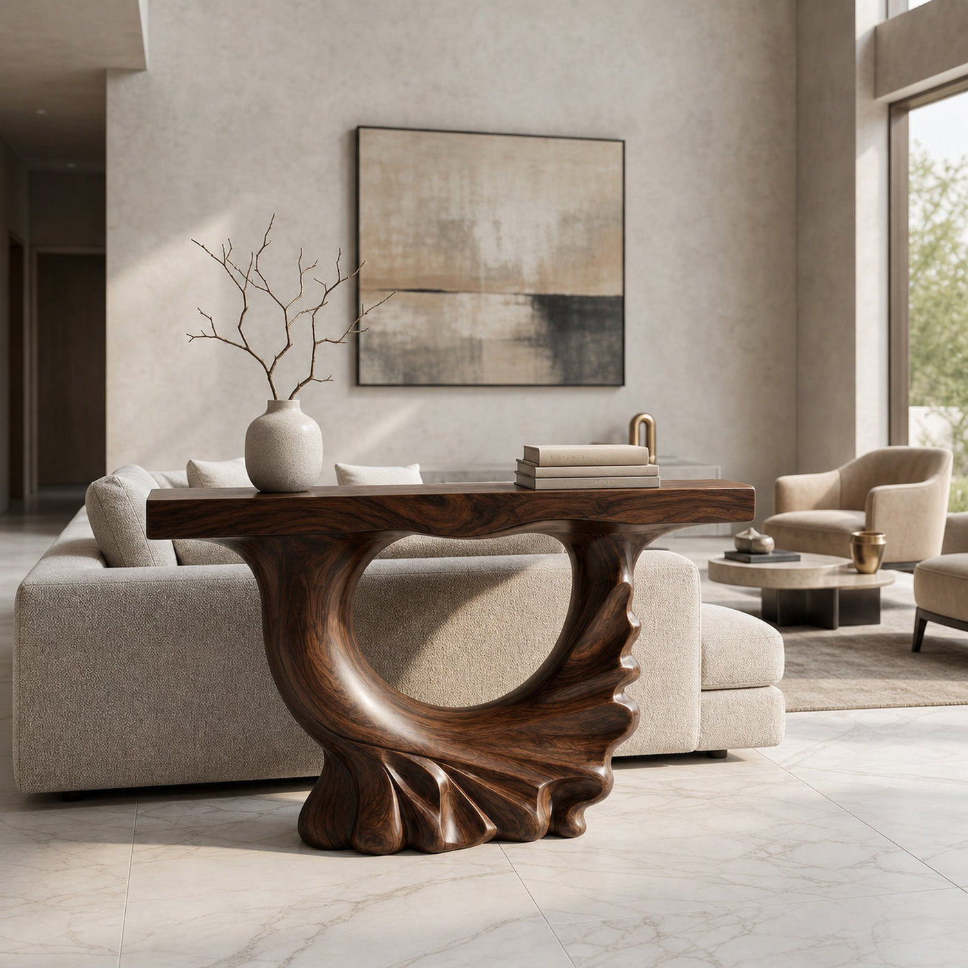 Modern Console Table With Ring Form Pedestal Base For Living Room - product view 7