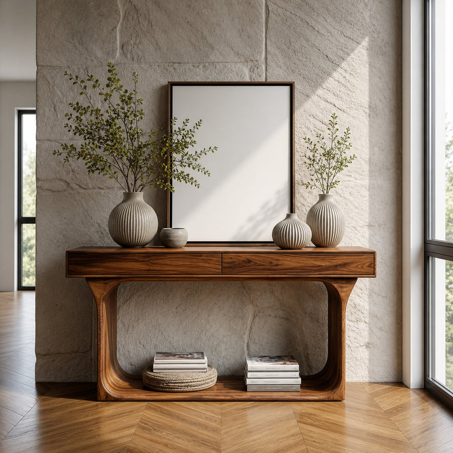 Modern Console Table With Rounded Base Frame For Home