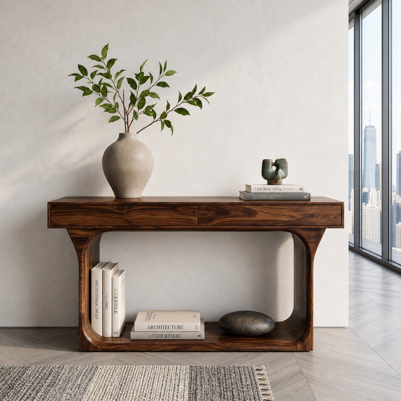 Modern Console Table With Rounded Base Frame For Home - product view 6