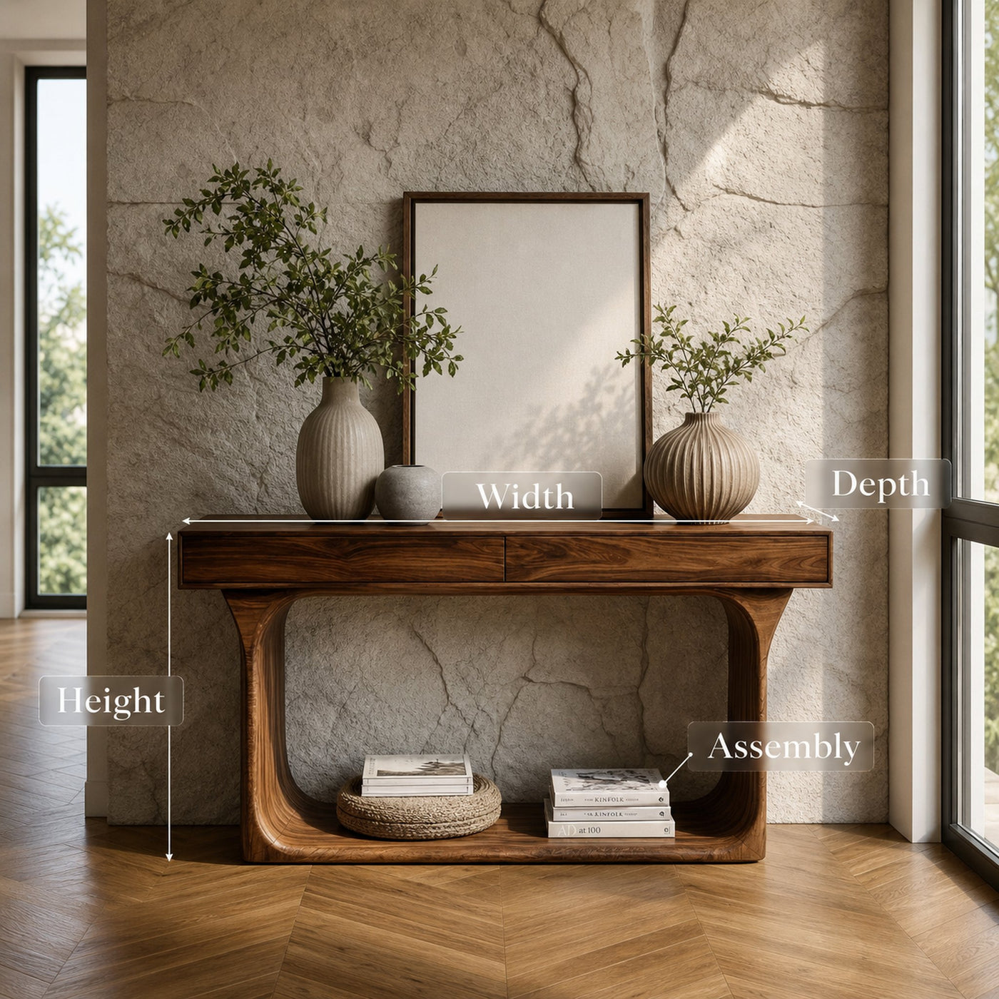 Modern Console Table With Rounded Base Frame For Home - product view 8