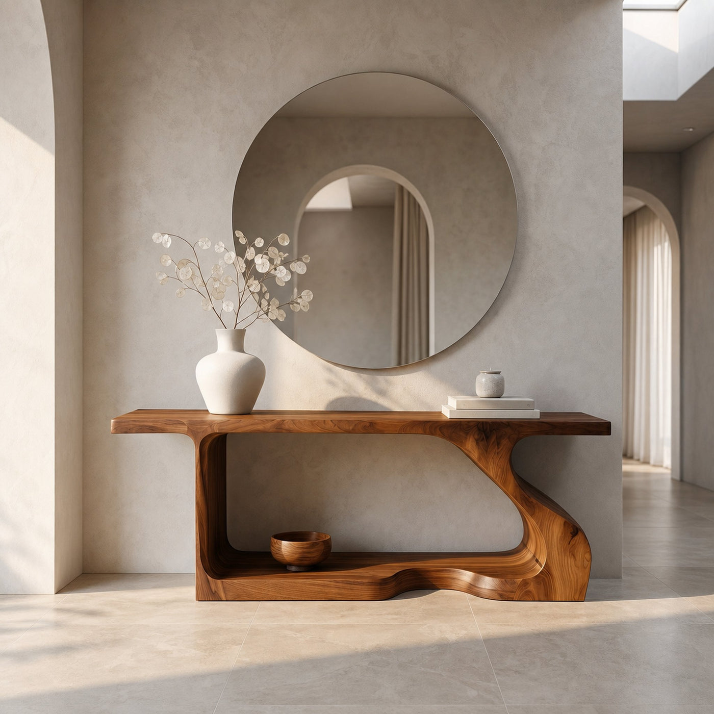 Modern Console Table With Sculptural Curved Form For Entryway - product view 6