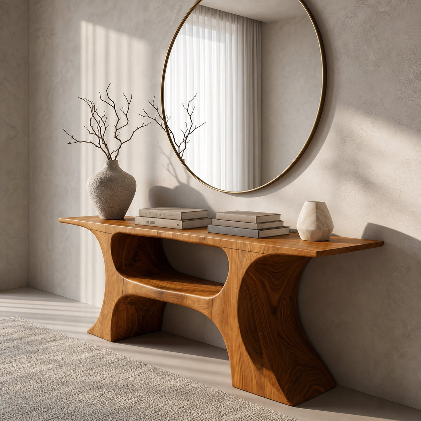 Modern Console Table With Soft Geometric Form For Living Room - product view 6