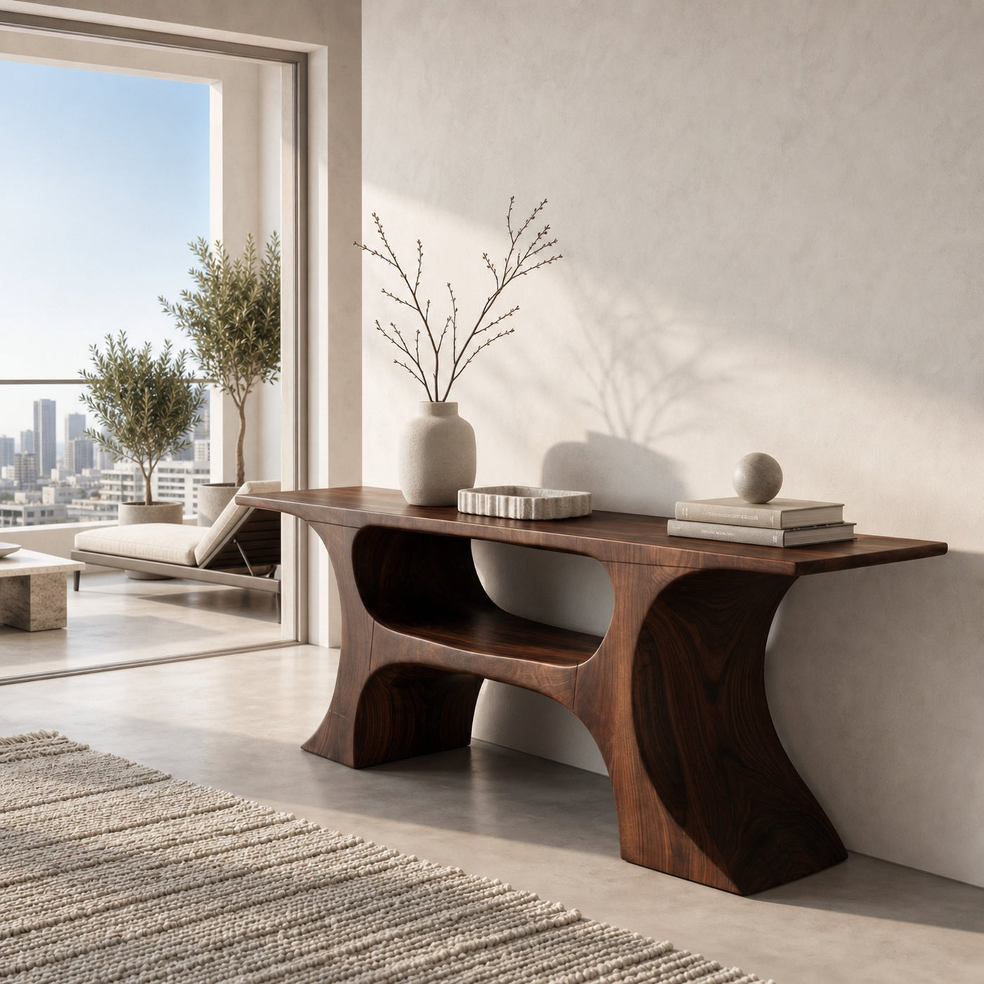 Modern Console Table With Soft Geometric Form For Living Room - product view 7