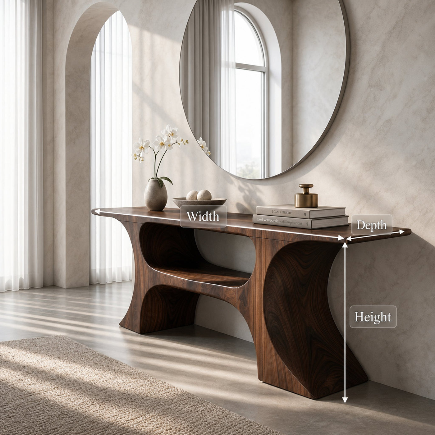 Modern Console Table With Soft Geometric Form For Living Room - product view 8