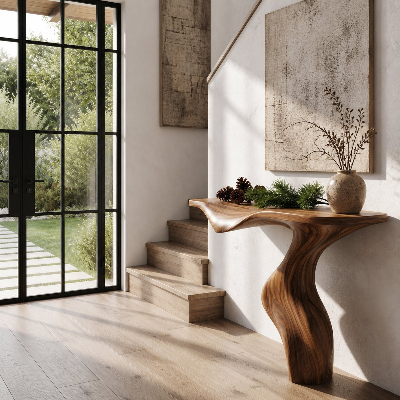 Modern Console Table With Statement Sculptural Base For Living Room - product view 3