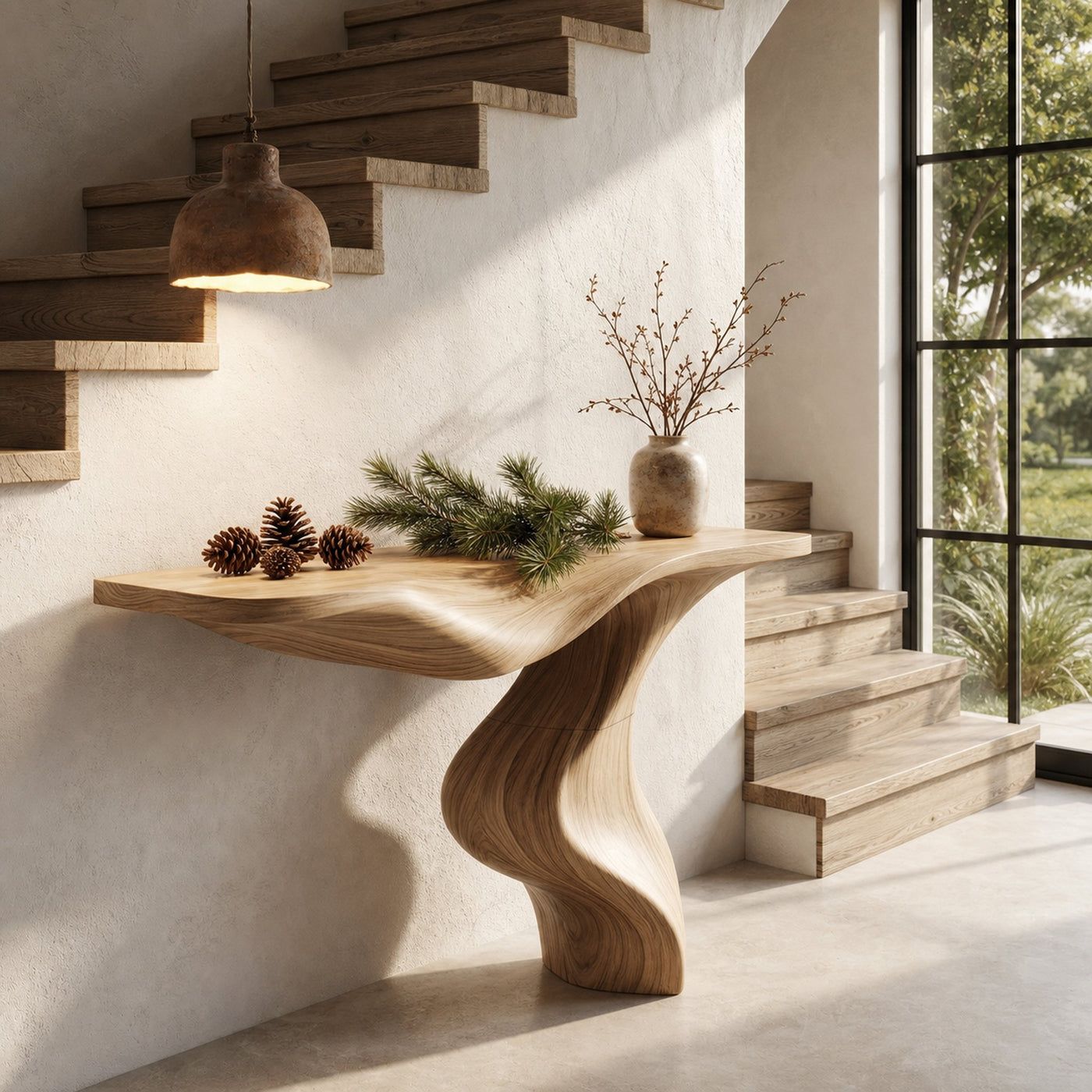 Modern Console Table With Statement Sculptural Base For Living Room - product view 5