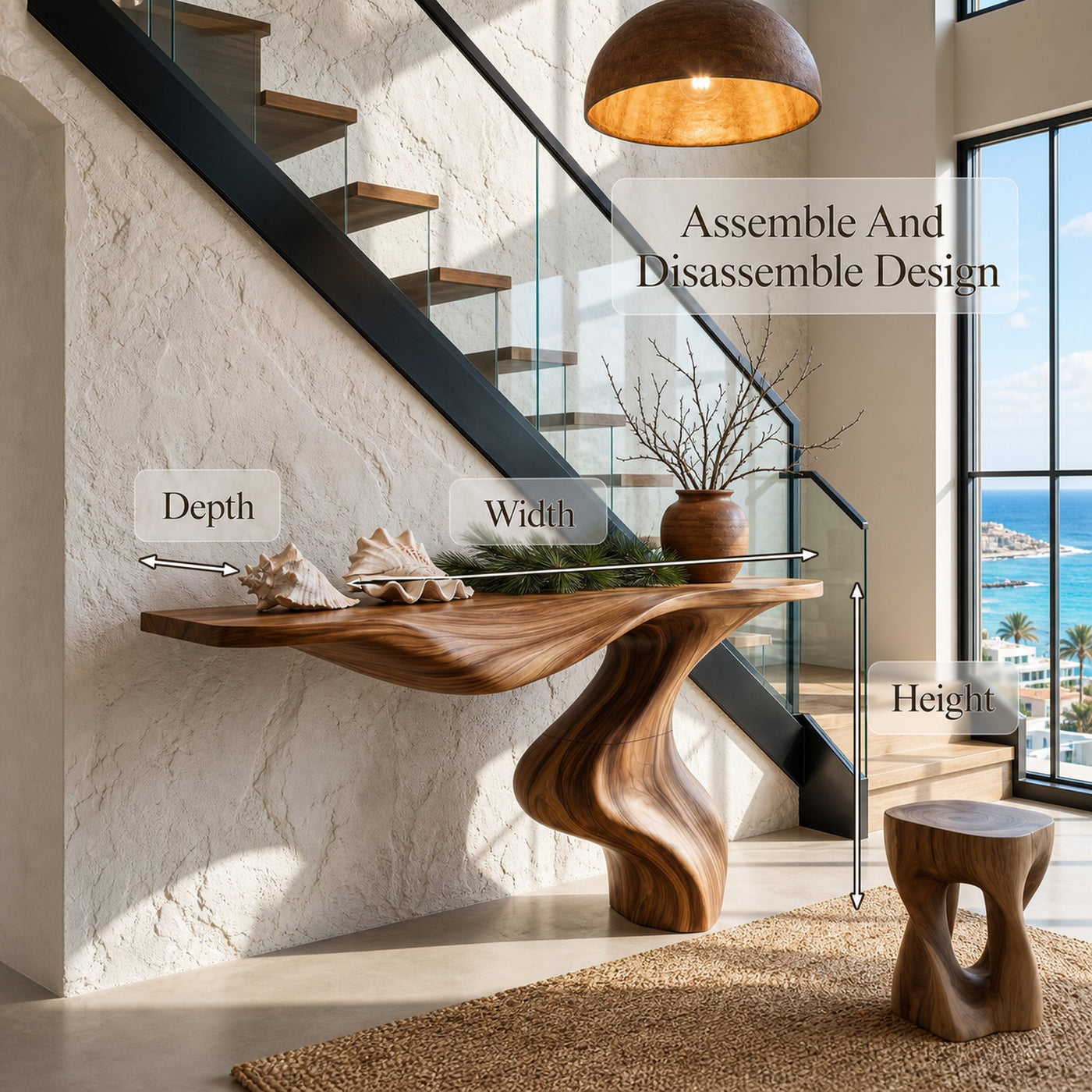 Modern Console Table With Statement Sculptural Base For Living Room - product view 8