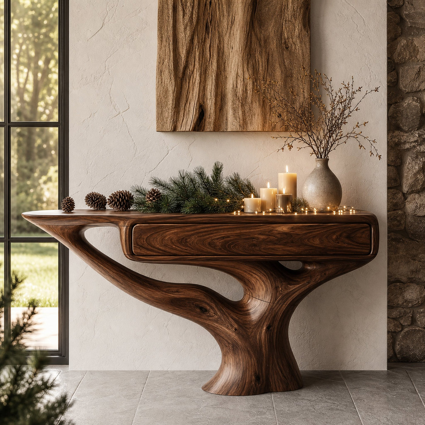 Modern Console Table With Storage Cabinet For Living Room