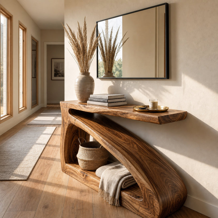 Modern Console Table Wooden For Hallway Space And Living Room