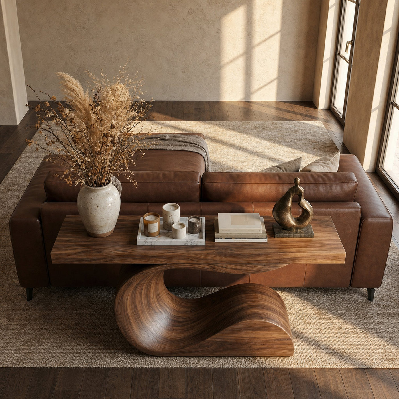 Modern Curved Sculptural Console Table Entryway Hallway Living Room - product view 3