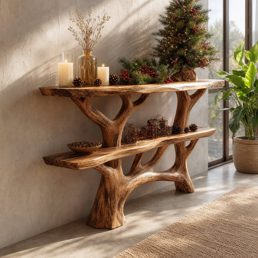 Modern Farmhouse Solid Wood Console Table For Holiday Living Room