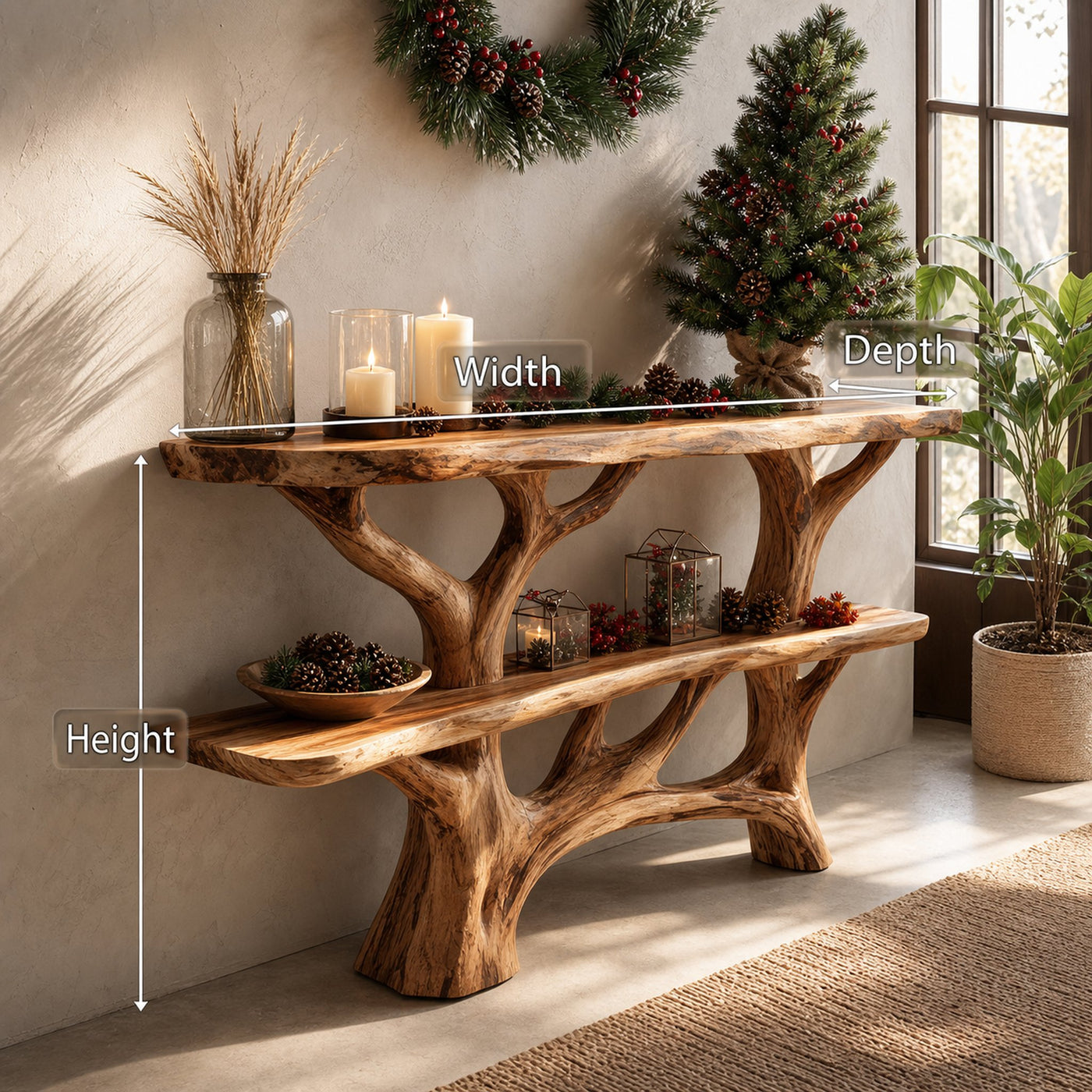 Modern Farmhouse Solid Wood Console Table For Holiday Living Room - product view 6