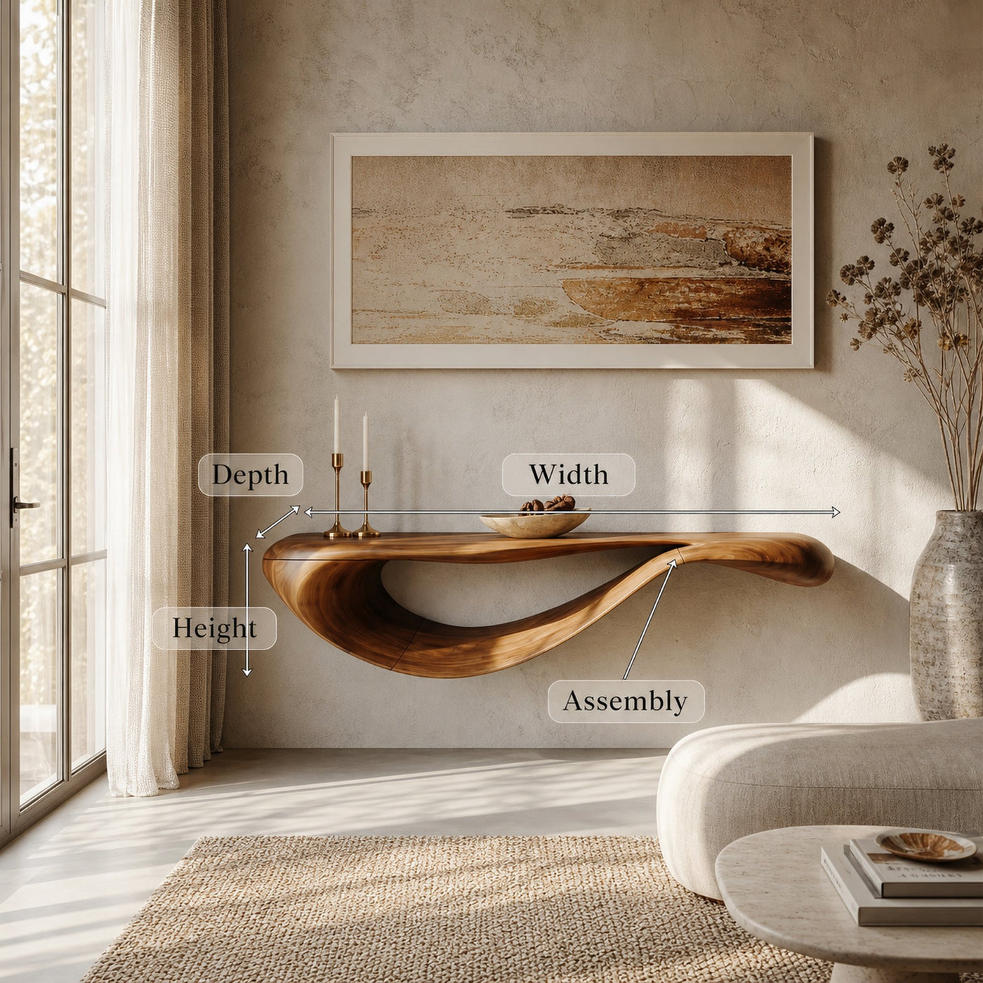 Modern Floating Console Table For Contemporary Interior Design - product view 8