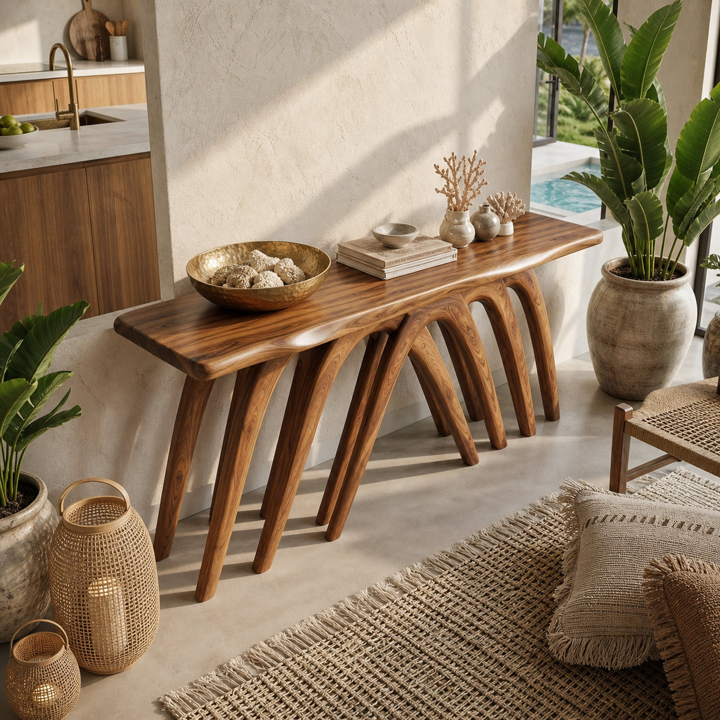 Modern Flowing Console Table Luxury Living Room - product view 2