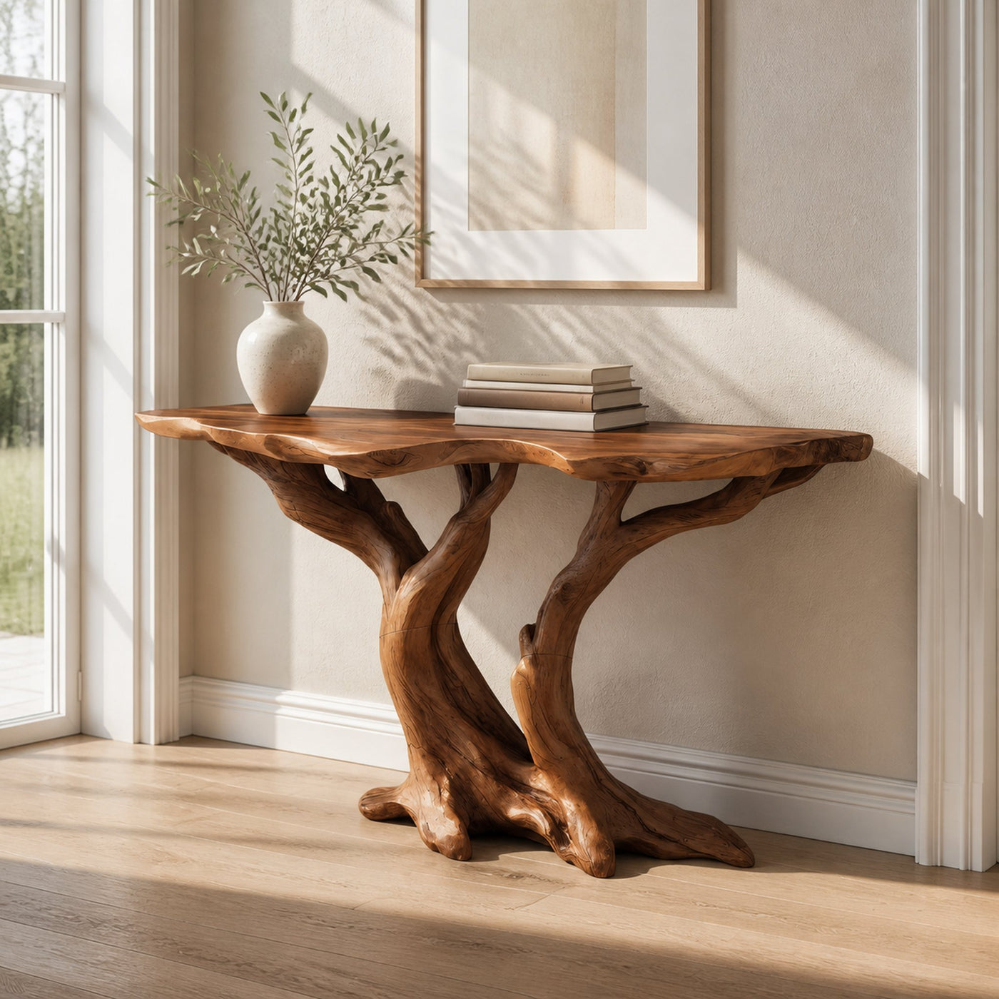 Modern Handcrafted Wooden Live Edge Console Table For Bedroom Decor - product view 7