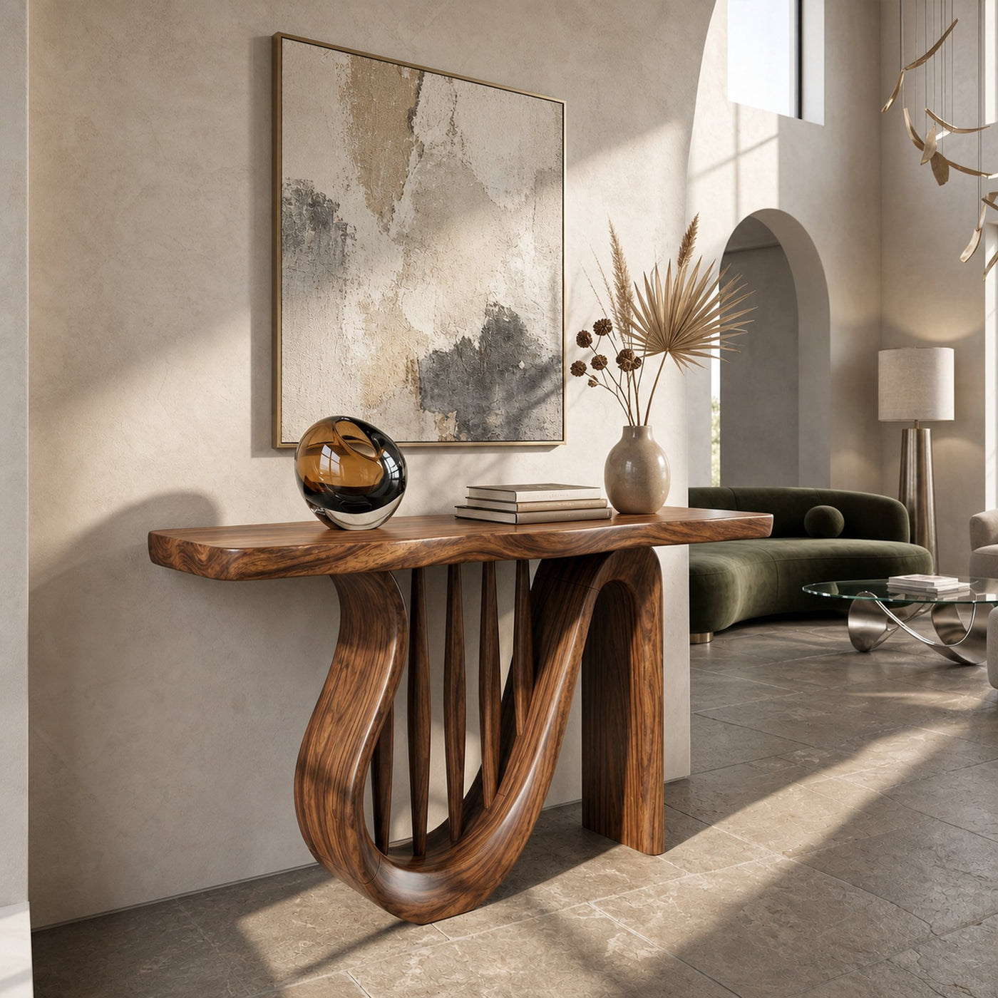 Modern Horseshoe Base Console Table Contemporary Hallway - product view 6