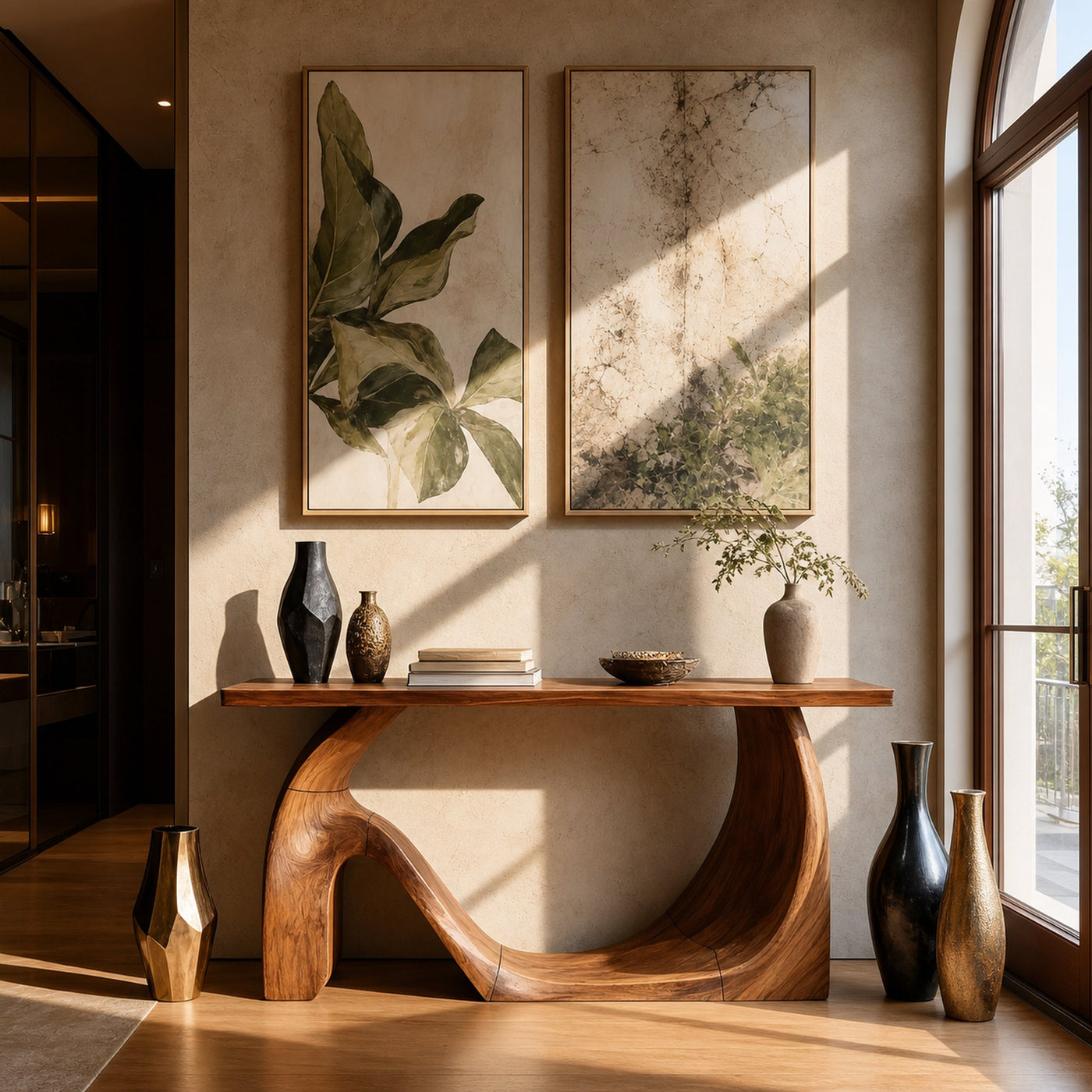 Modern Live Edge Console Table Artistic Solid Wood For Entryway Decor - product view 2