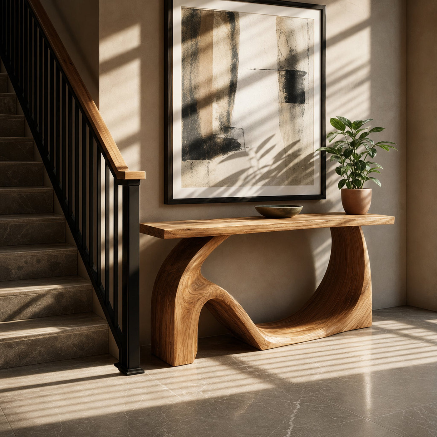 Modern Live Edge Console Table Artistic Solid Wood For Entryway Decor - product view 5