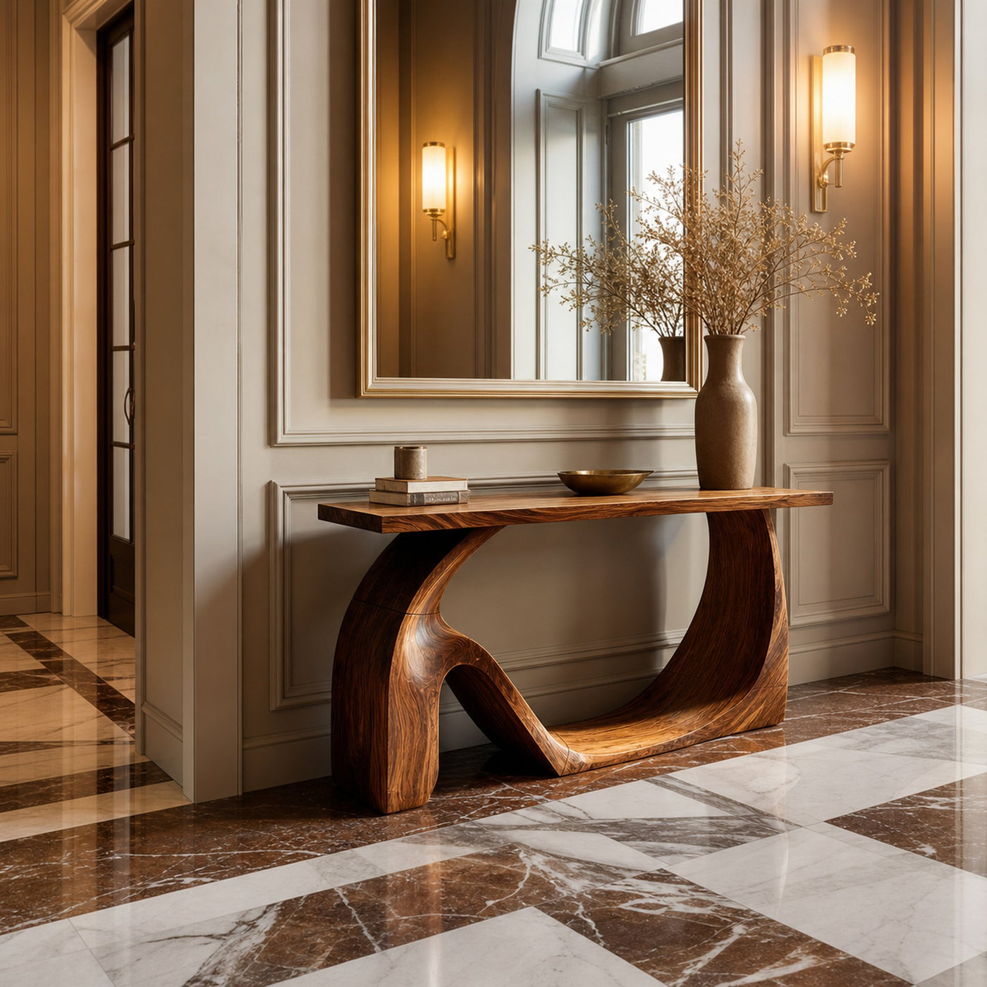 Modern Live Edge Console Table Artistic Solid Wood For Entryway Decor - product view 6