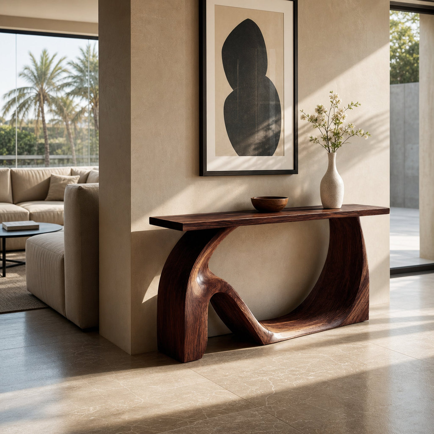 Modern Live Edge Console Table Artistic Solid Wood For Entryway Decor - product view 7