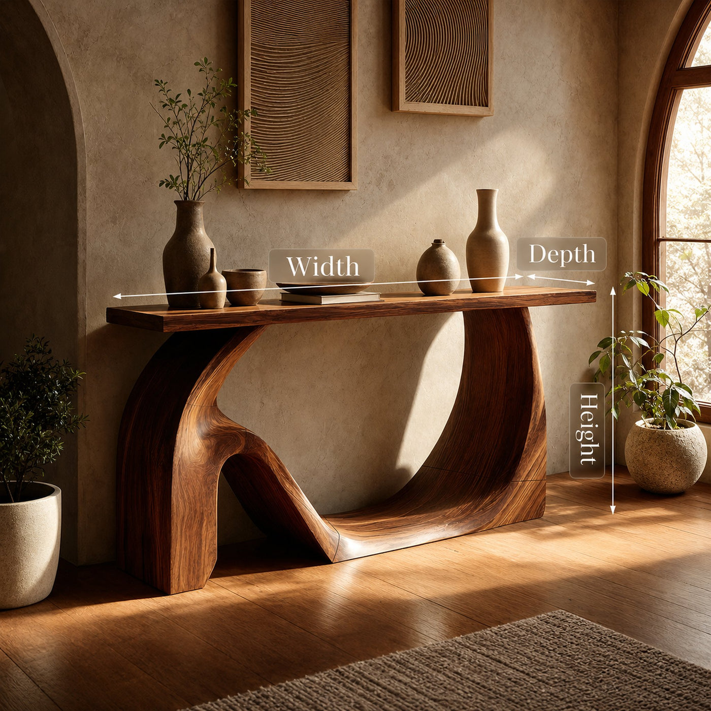 Modern Live Edge Console Table Artistic Solid Wood For Entryway Decor - product view 8