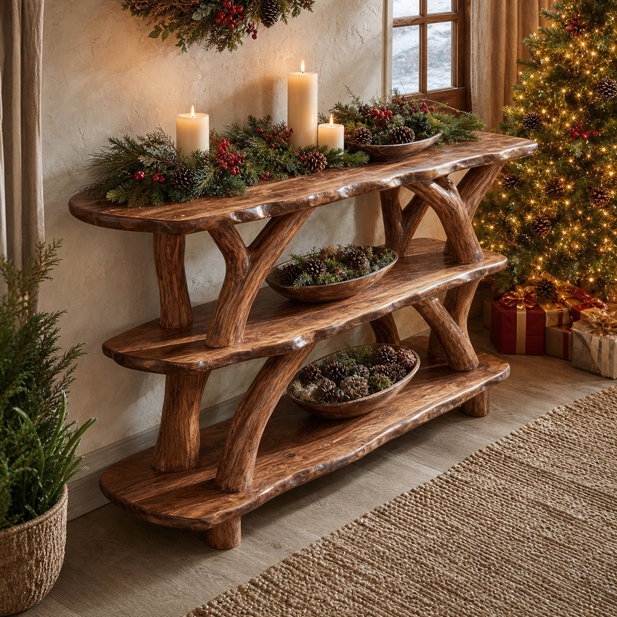 Modern Live Edge Console Table For Christmas Home Furniture Style