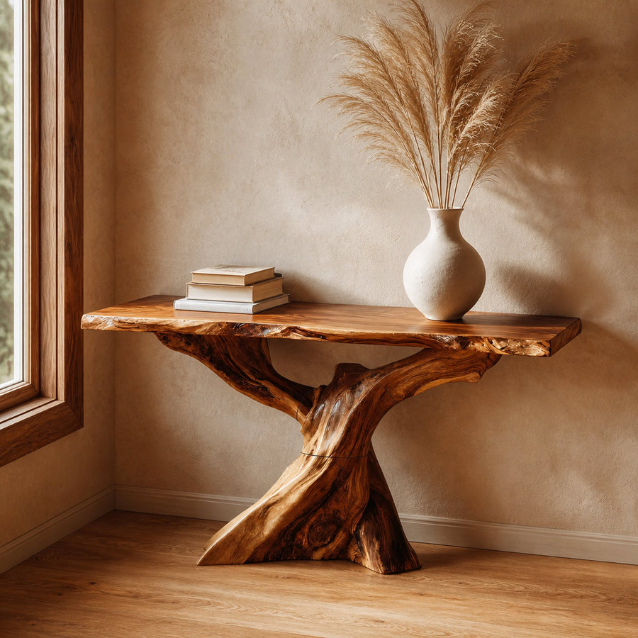 Modern Live Edge Console Table Organic Wood Furniture For Living Room