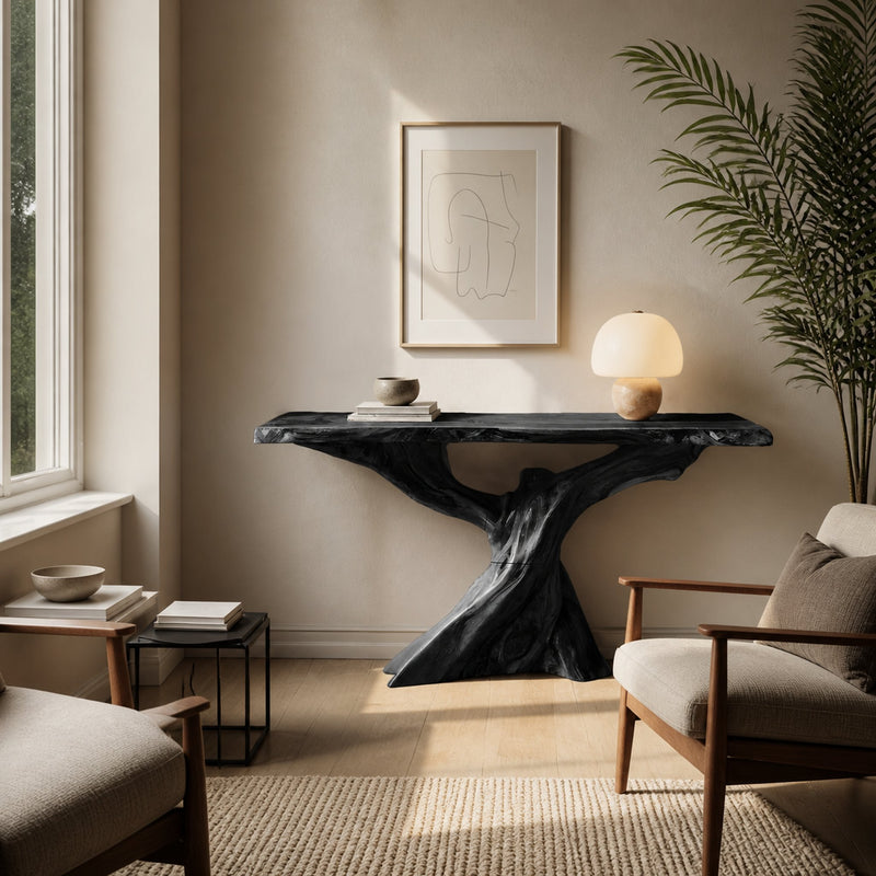 Rootstock Vale Live Edge Console Table with Trunk Base