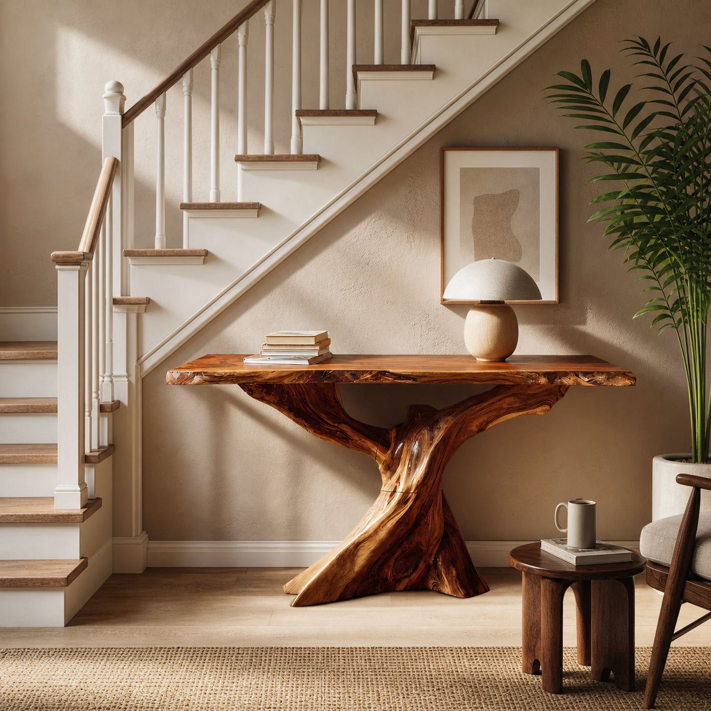 Modern Live Edge Console Table Organic Wood Furniture For Living Room - product view 6