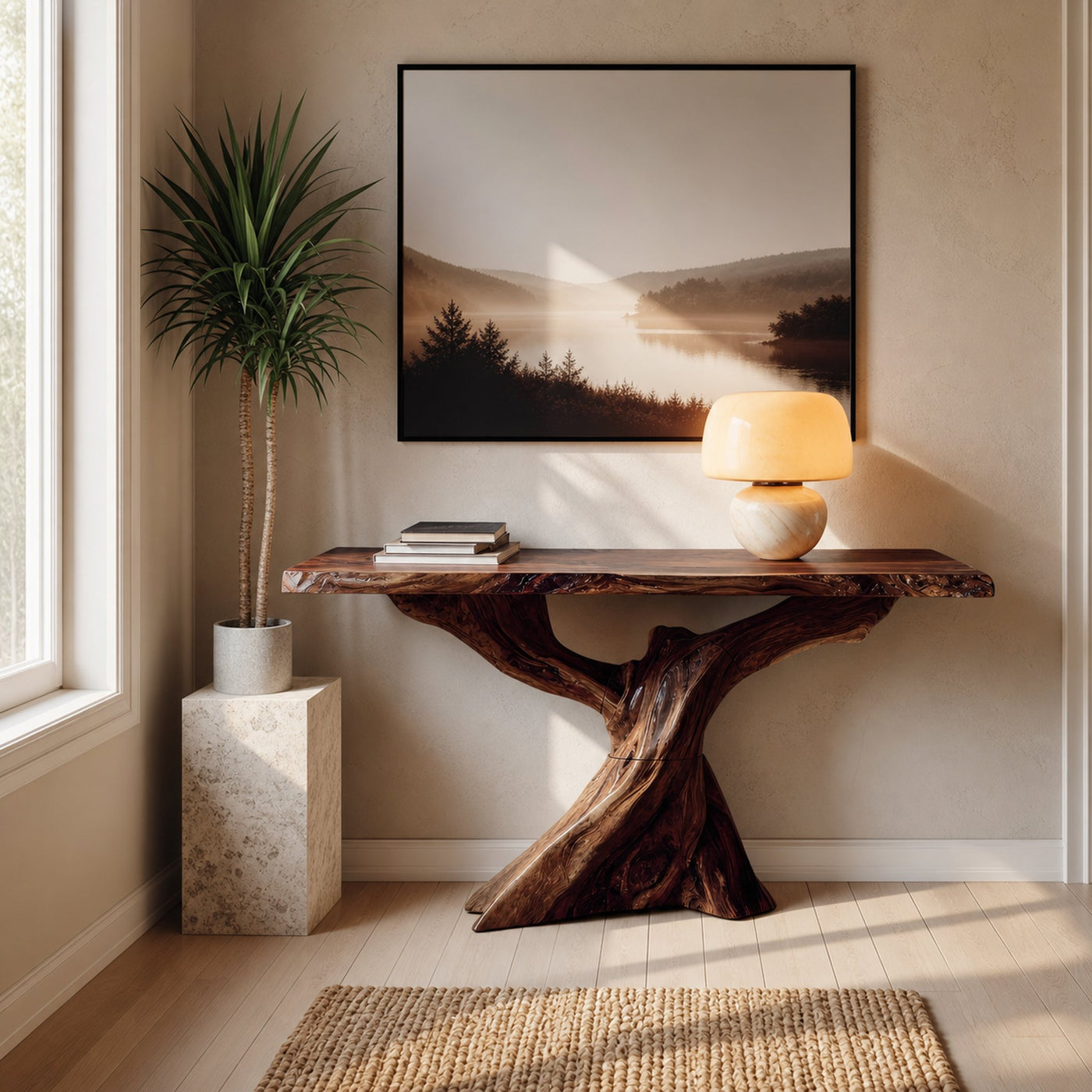 Modern Live Edge Console Table Organic Wood Furniture For Living Room - product view 7
