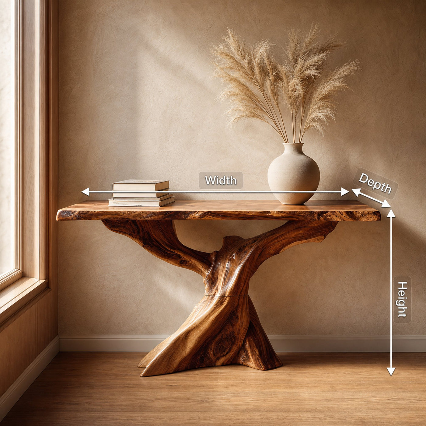 Modern Live Edge Console Table Organic Wood Furniture For Living Room - product view 8