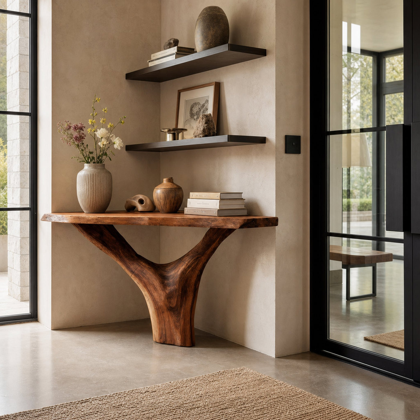 Modern Live Edge Console Table Solid Wood Artistic For Living Room - product view 6