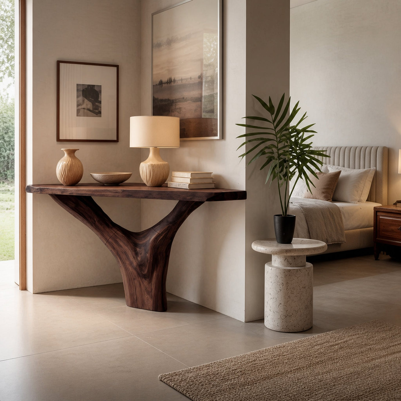 Modern Live Edge Console Table Solid Wood Artistic For Living Room - product view 7