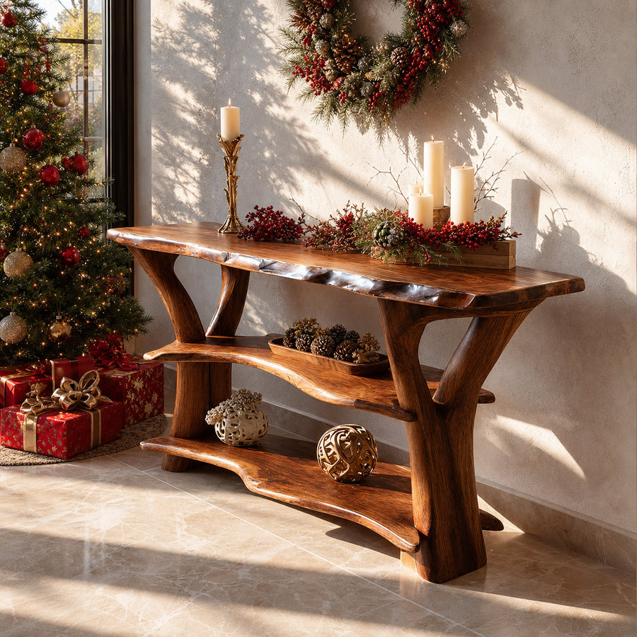 Modern Live Edge Entryway Table For Holiday Living Room Xmas Furniture