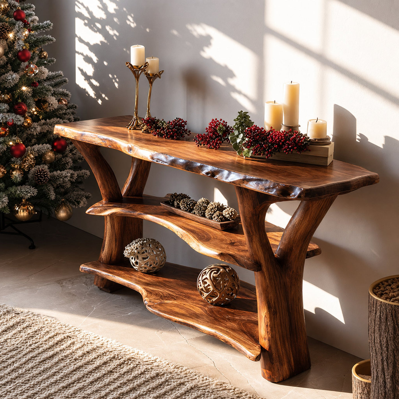 Modern Live Edge Entryway Table For Holiday Living Room Xmas Furniture - product view 6
