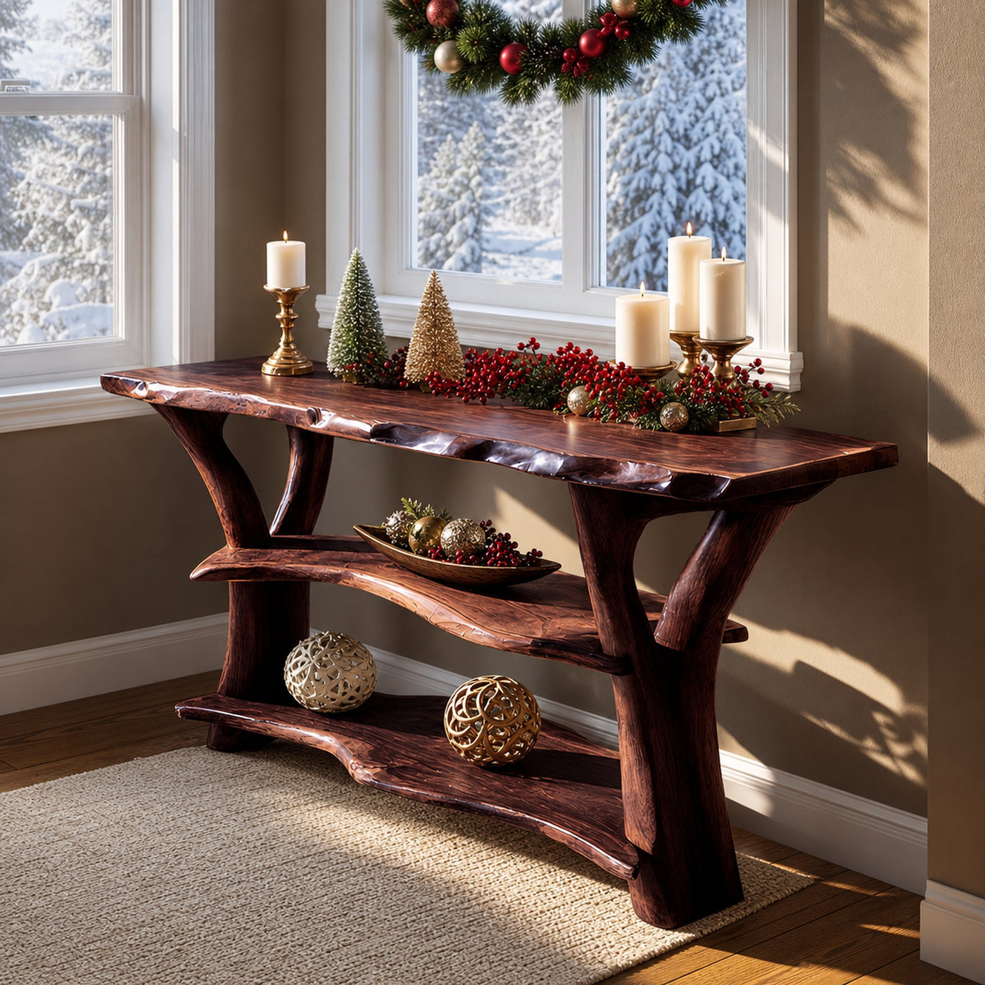 Modern Live Edge Entryway Table For Holiday Living Room Xmas Furniture - product view 7