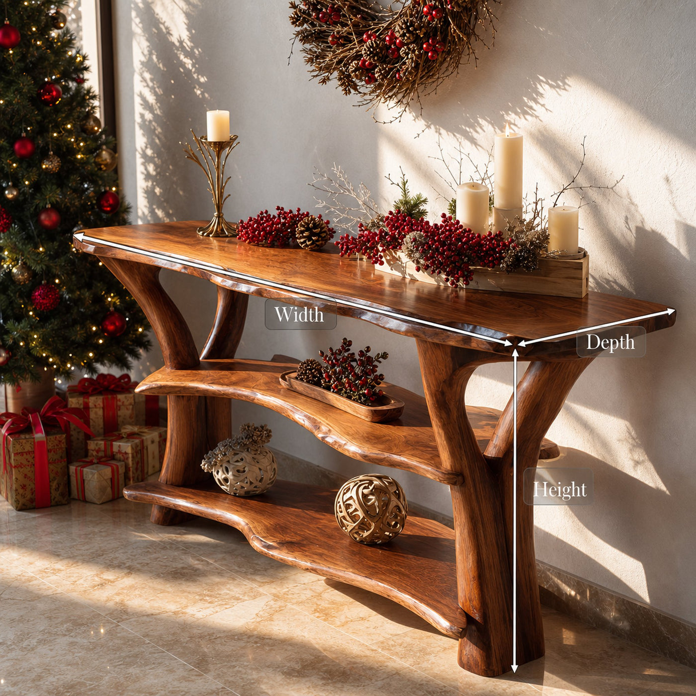 Modern Live Edge Entryway Table For Holiday Living Room Xmas Furniture - product view 8