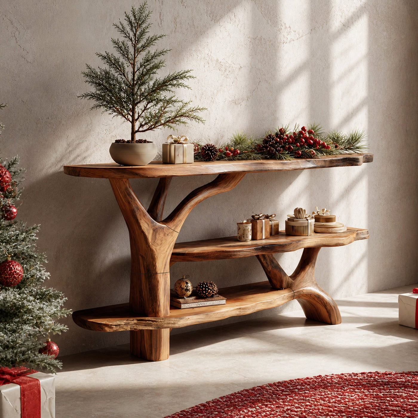 Modern Live Edge Entryway Table For Seasonal Holiday Christmas Bedroom