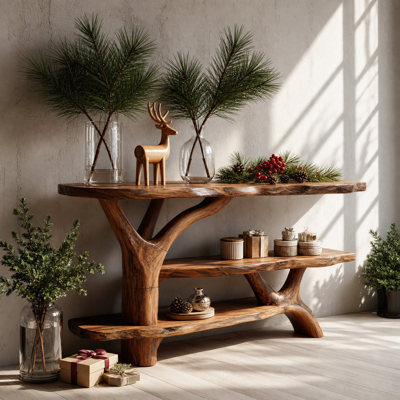 Modern Live Edge Entryway Table For Seasonal Holiday Christmas Bedroom - product view 6