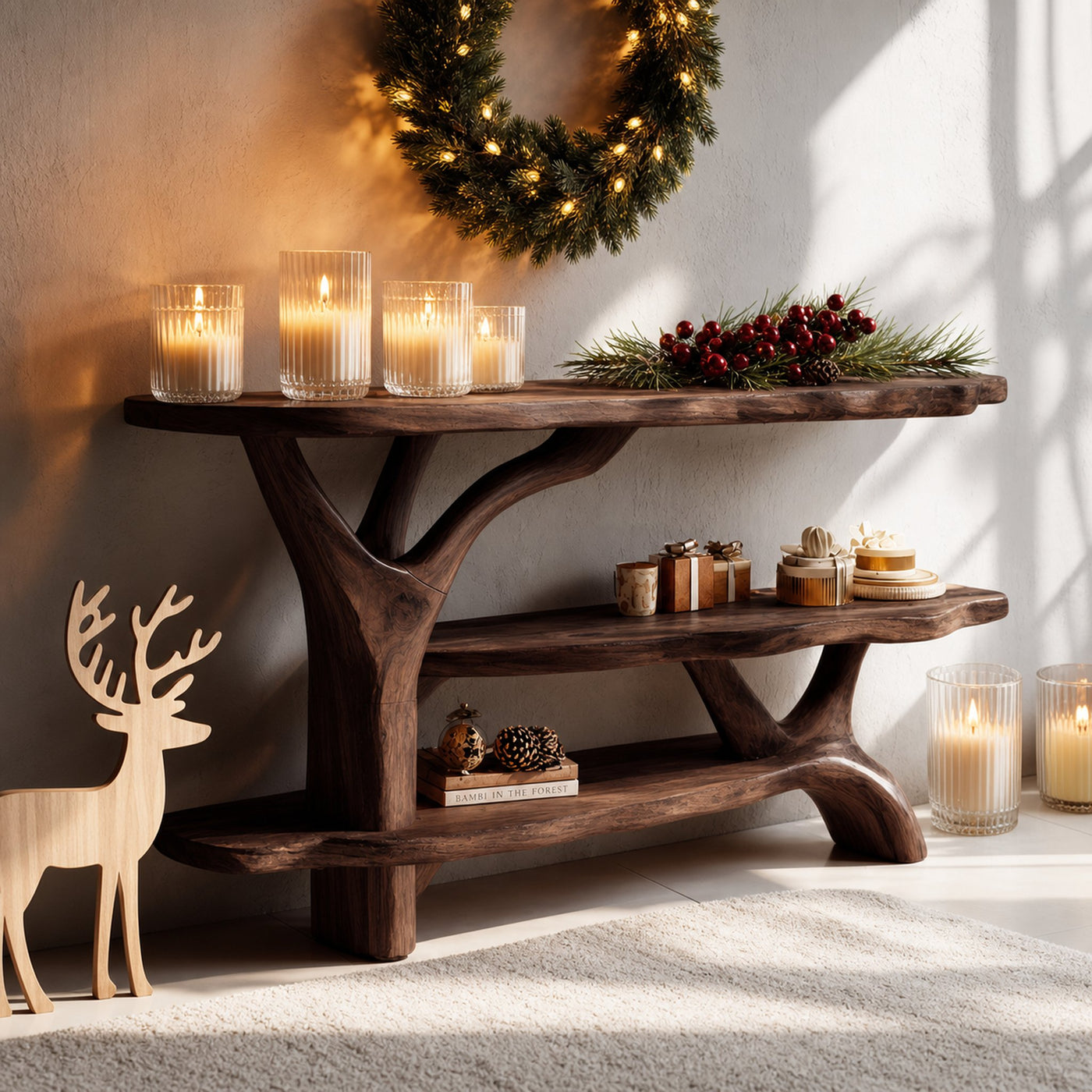 Modern Live Edge Entryway Table For Seasonal Holiday Christmas Bedroom - product view 7