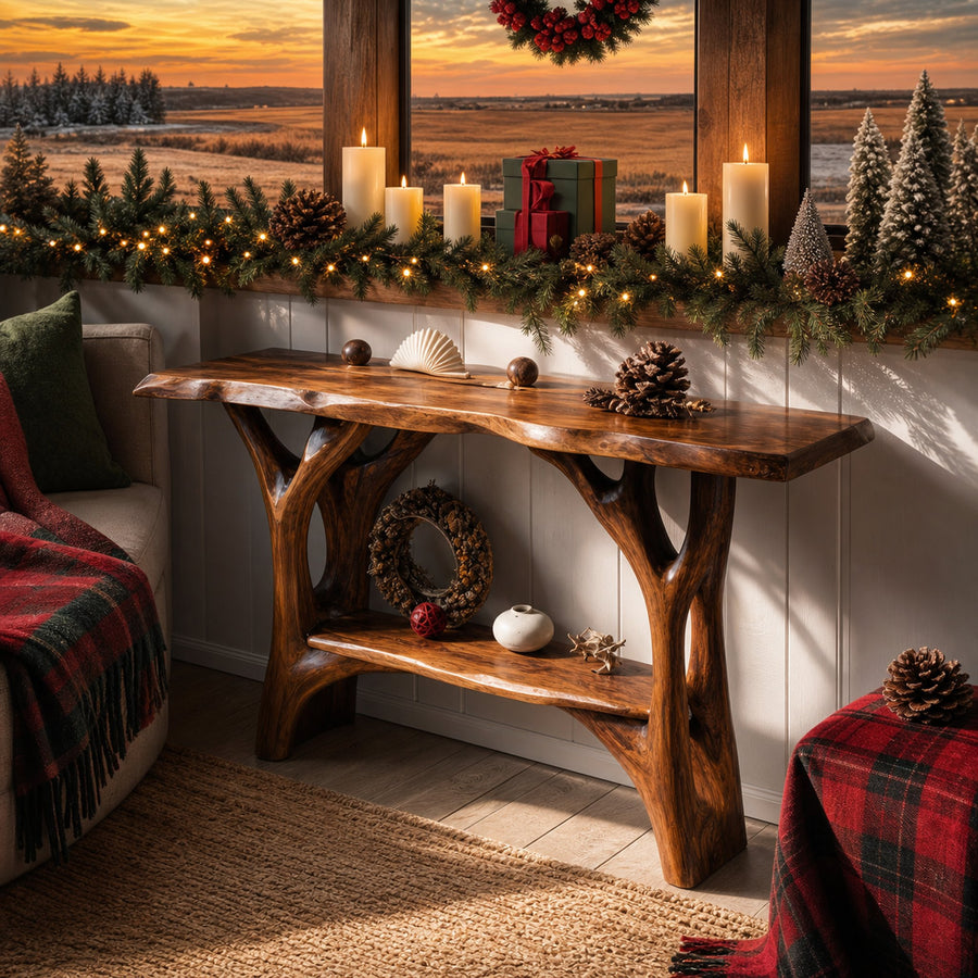 Modern Live Edge Entryway Table For Xmas Bedroom Seasonal Holiday Furniture