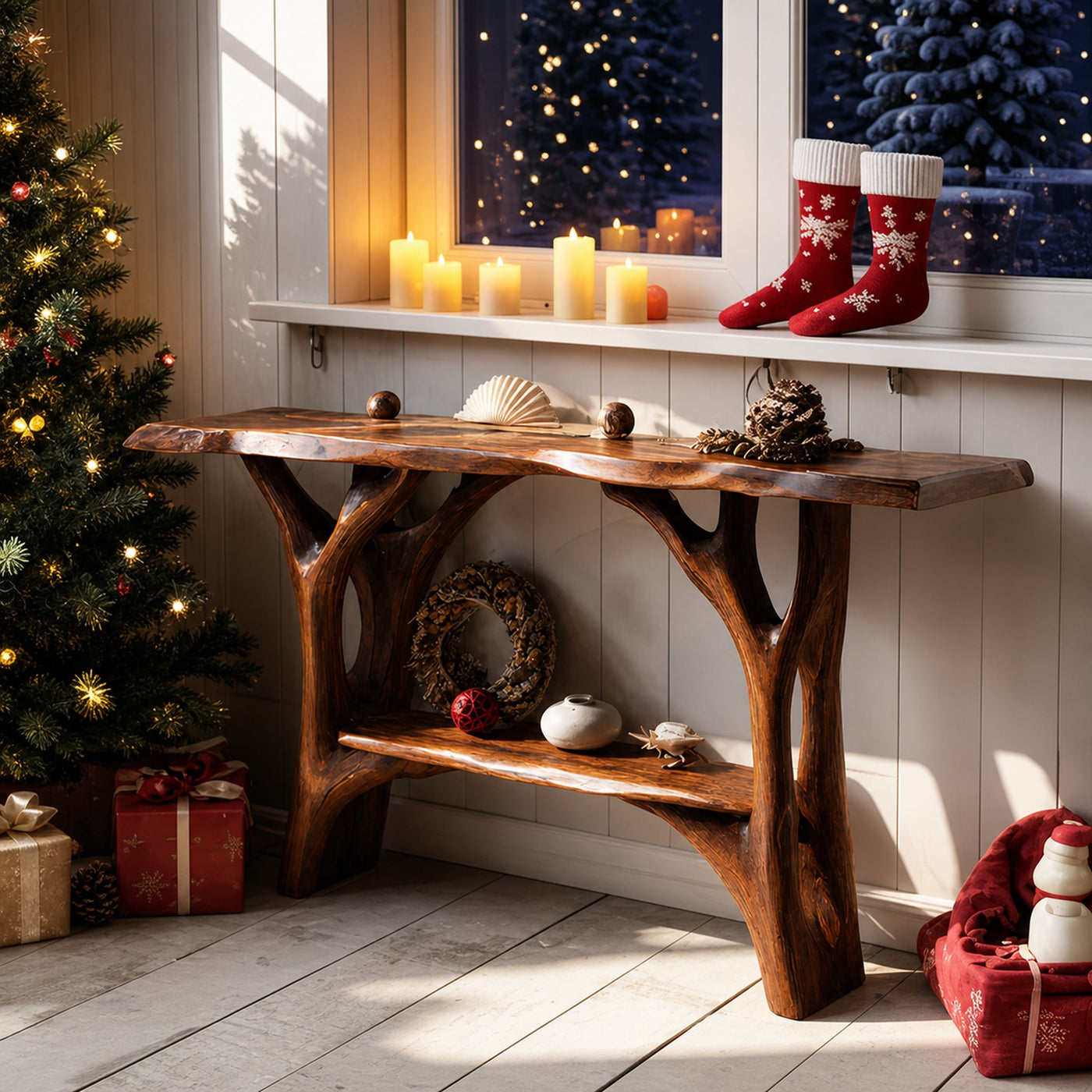 Modern Live Edge Entryway Table For Xmas Bedroom Seasonal Holiday Furniture - product view 6